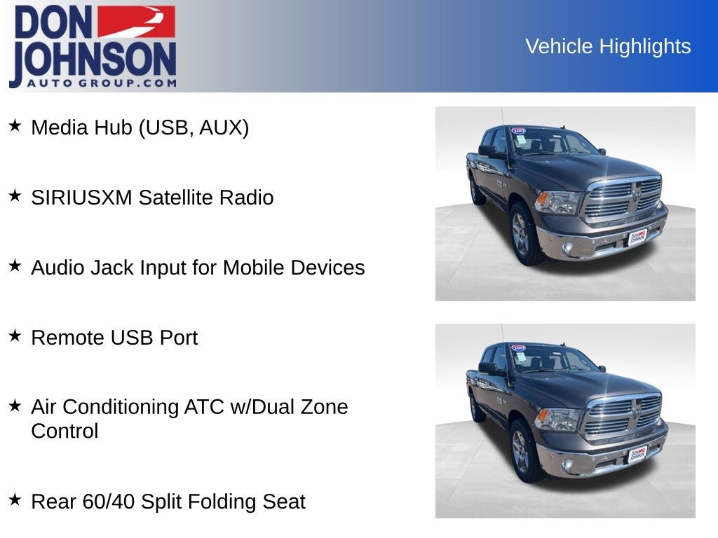 2017 RAM 1500 Big Horn Crew Cab 4x4 5'7' Box